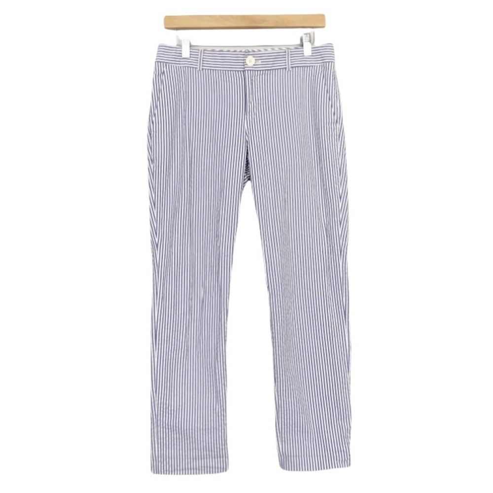 Banana republic Martin fit blue white pinstripe seersucker pants Sz 4